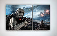 Картина модульная на холсте Звездные войны Star Wars Штурмовик 100х60 из 2х частей