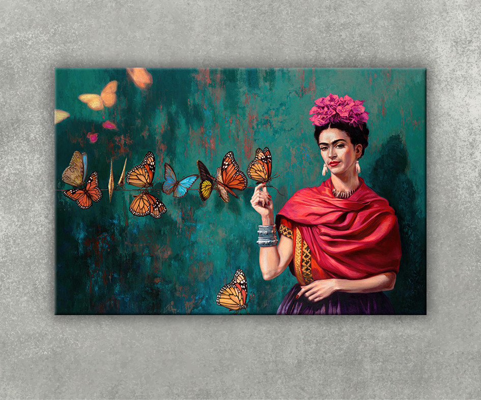 Картина Фріда Кало Мексика Дівчина з метеликами Квітка Фріда у вінку