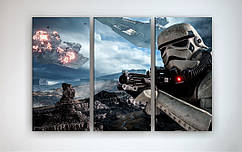 Картина постер на холсте Звездные войны Star Wars Штурмовик 90х60 из 3х частей