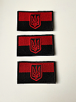 Шеврон УПА 8*4,5 см червоно-чорний з гербом, патч з липучкою червоно-чорний 80*45 мм