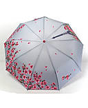 Парасолька напівавтомат жіноча Toprain 625 на 9 спиць з Ейфелевою вежею Сіро-малиновий, фото 2