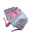 Парасолька напівавтомат жіноча Toprain 625 на 9 спиць з Ейфелевою вежею Сіро-малиновий, фото 3