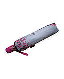 Парасолька напівавтомат жіноча Toprain 625 на 9 спиць з Ейфелевою вежею Сіро-малиновий, фото 4