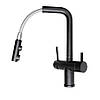 Змішувач на кухню чорний, з виносним носиком і подаванням очищеної води, фото 9