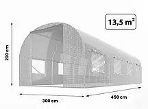 Теплиця-парник Plonos — 13,5 м2 — Польща-450*300*200 см.-8 вікон -біла