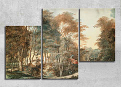 Картина модульна Лісовий гай Сільський краєвид Природа Село Панорама Великі дерева У вітальню Репродукція