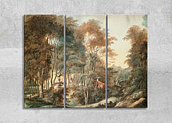 Картина Лісовий гай Осінній ліс Модульна картина у Вітальню Сільський пейзаж Великі дерева Панорама