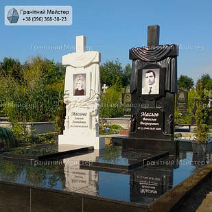 Подвійний меморіальний пам'ятник з граніту та мармуру № 111