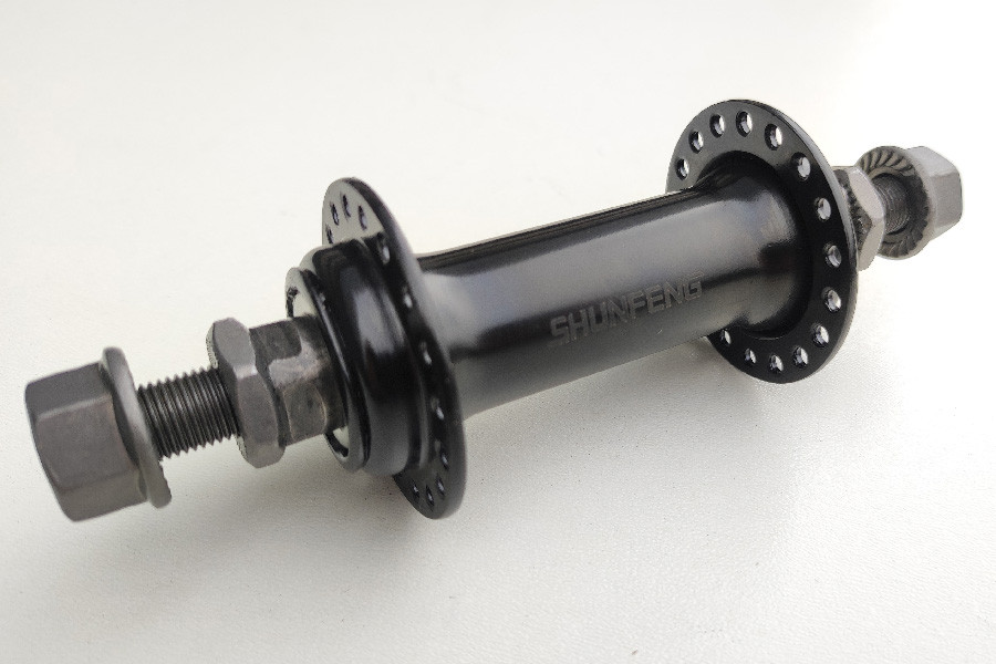 Втулка велосипедна передня Shunfeng SF-HB03F V-brake, 36 спиць, гайки, чорна