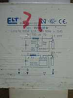 Дросель 600 W Балласт 600 ватів ELT VSI - 60/3T-B 600W 6.1A Днат 600 ватів ПРА (демонтаж)