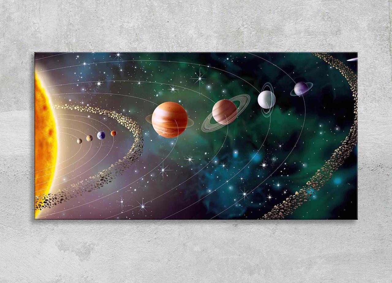 Картина Космос Всесвіт Парад планет Зіркова Космічне сяйво Сонячна система Зіркове Небо Галактика