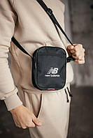 Мужская сумка мессенджер New Balance черная с сеткой Барсетка через плечо Нью Беланс (G)