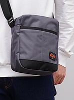 Мужская компактная сумка-барсетка через плечо TIGER серая удобная текстильная сумка мужчине на каждый день