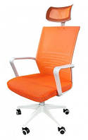 Помаранчеве офісне комп'ютерне крісло сітчасте з підголовником для співробітників офісу Зум Orange Мікс Меблі