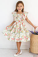 Платье цветочное расклешенное для девочки (110 см.) Serkon