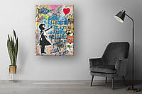Картина Девушка с Воздушным Шаром Бэнкси Граффити Уличное Искусство Современный Декор на Стену Яркий Стрит Арт
