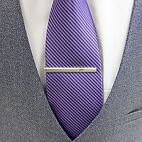 Затискач для краватки двокольоровий срібний з золотистою вставкою в подарунковій коробці NEXTDAY JZ24005-2