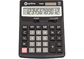 Калькулятор електронний 12 розрядів, 170*122*32мм OPTIMA O75503