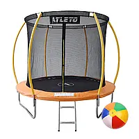 Батут дитячий 252 см з внутрішньою сіткою та драбиною Atleto помаранчевий + подарунок м'яч (42400467)