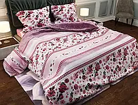 Красивый хлопковый семейный набор постельного белья с принтом розовые цветы из Бязи Gold Черешенка