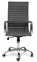 Офісне крісло на коліщатках сіре, комп'ютерне з високою тонкою спинкою для керівника Нетворк Мікс Меблі