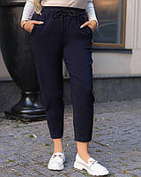Женские брюки-джогеры, 50-52, 54-56, 58-60, черный, синий, хаки, голубой, терракот, беж, джинс бенгалин.