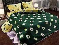 Сімейний двоколірний зелений набір бавовняної постільної білизни з малюнками авокадо з Бязі Gold ЧеребінкаTM
