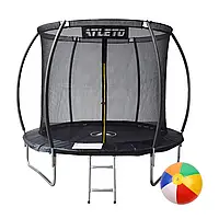 Батут дитячий 252 см з внутрішньою сіткою та драбиною Atleto чорний + подарунок м'яч (42400468)