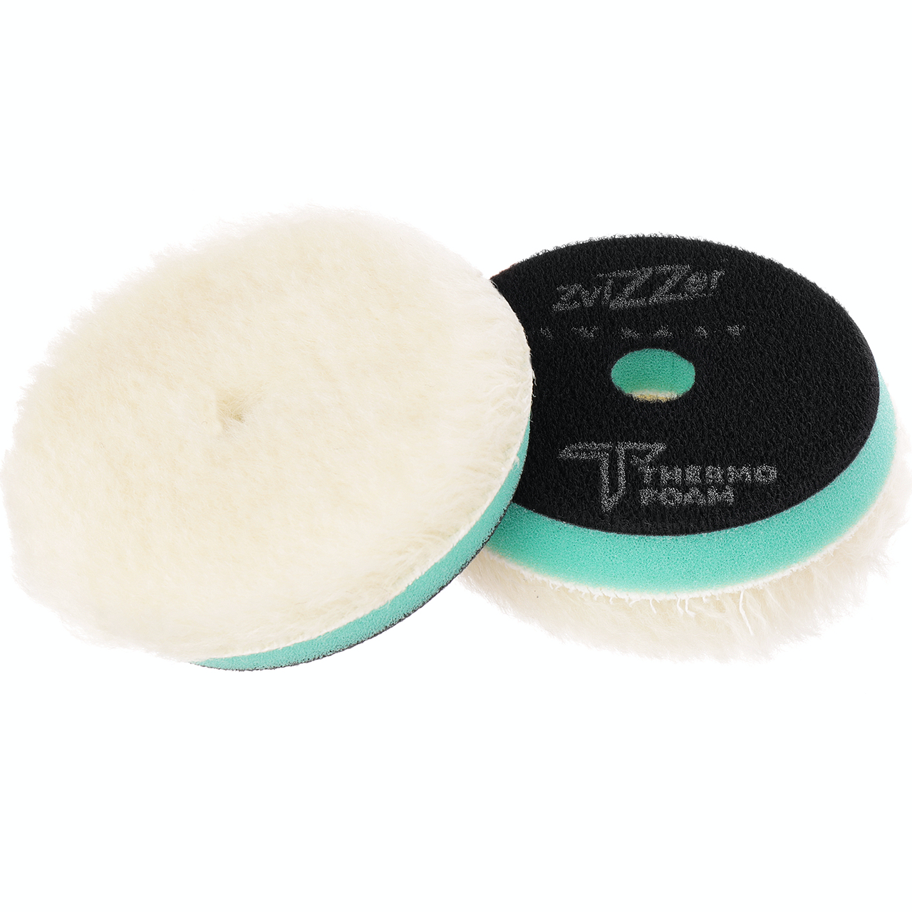 Полірувальний круг з ворсом (ротор) ZviZZer Thermo Wool Pad, Ø 90 х 30 х 80 мм Зелений (Жорстка основа), фото 1