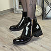 Жіночі лакові черевики на невисокому підборі. Колір чорний, фото 2