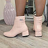 Напівчеревики жіночі шкіряні на стійкому підборі. Колір пудра, фото 2