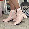 Напівчеревики жіночі шкіряні на стійкому підборі. Колір пудра, фото 4