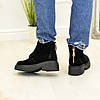 Черевики замшеві жіночі на потовщеній підошві. Колір чорний, фото 2