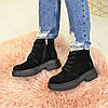 Черевики замшеві жіночі на потовщеній підошві. Колір чорний, фото 3