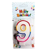 Парафиновая цифра 9 для декора праздничного торта Stenson R90097