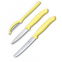 Набор кухонный Victorinox SwissClassic Paring Set 3шт с желт. ручкой (2 ножа, овощечистка Universal) (GB)