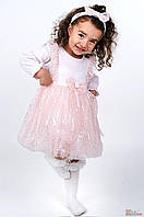 Сукня рожева з фатином і паєтками + пов'язка для дівчинки (74 см). Serkon