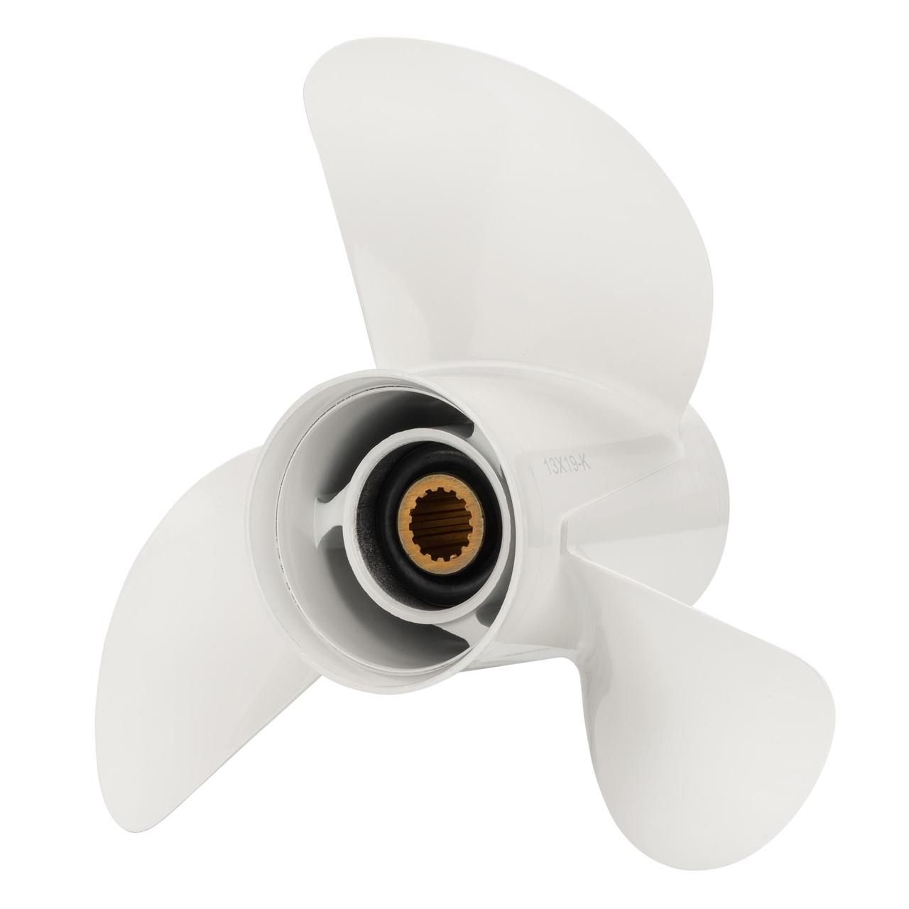 Гвинт для човнового мотора YAMAHA 60-115 HP 6E5-45941-00-EL алюмінієвий 3 лопаті крок 19 дюймів 13 дюймів діаметр, фото 1