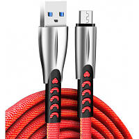 Дата кабель USB 2.0 AM to Micro 5P 1.0m zinc alloy red ColorWay (CW-CBUM011-RD) h