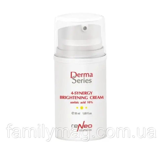 Освітлюючий легкий крем з азелаїновою кислотою 4-SYNERGY BRIGHTENING CREAM azelaic acid 10% Derma Series Об'єм 50 мл