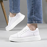 Шкіряні жіночі кросівки білі, фото 7