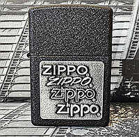 Зажигалка Zippo 363 Black Crackle Silver Zippo Logo (7111)