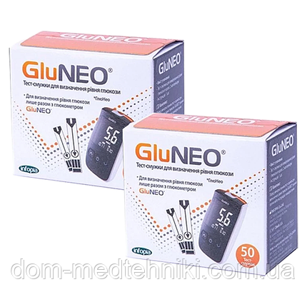 Тест-смужки для глюкометра GluNeo (ГлюНео), 100 шт., фото 2