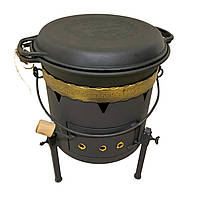 Печка маленькая с казаном чугунным с крышкой-сковородой Maysternya 8 л (1758170686)