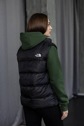 Зимовий чоловічий спортивний костюм із жилеткою THE NORTH FACE комплект зип-худі штани жилетка кольору хакі, фото 6
