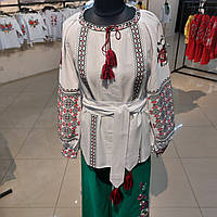 Вишиванка жіноча на замовлення, Вишиванки жіночі-хрестиком Чорно-червона вишивка Етно стиль в одязі