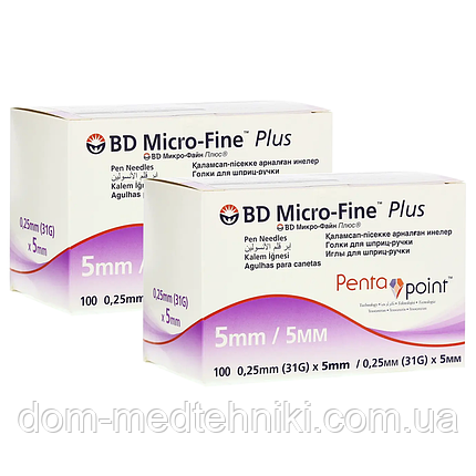 Голки інсулінові "МікроФайн Плюс / Micro-Fine Plus" 5 мм (2 уп.), фото 1