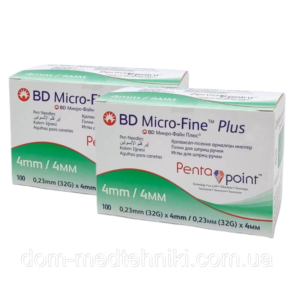 Голки інсулінові "МікроФайн Плюс / Micro-Fine Plus" 4 мм (2 уп.)