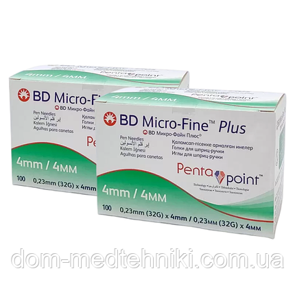 Голки інсулінові "МікроФайн Плюс / Micro-Fine Plus" 4 мм (2 уп.), фото 1