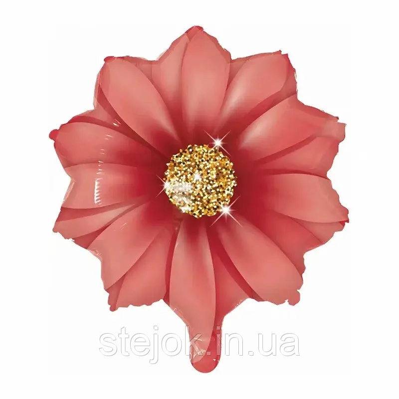 Фольгована куля Соняшник червоний 61 на 53 см, фото 1